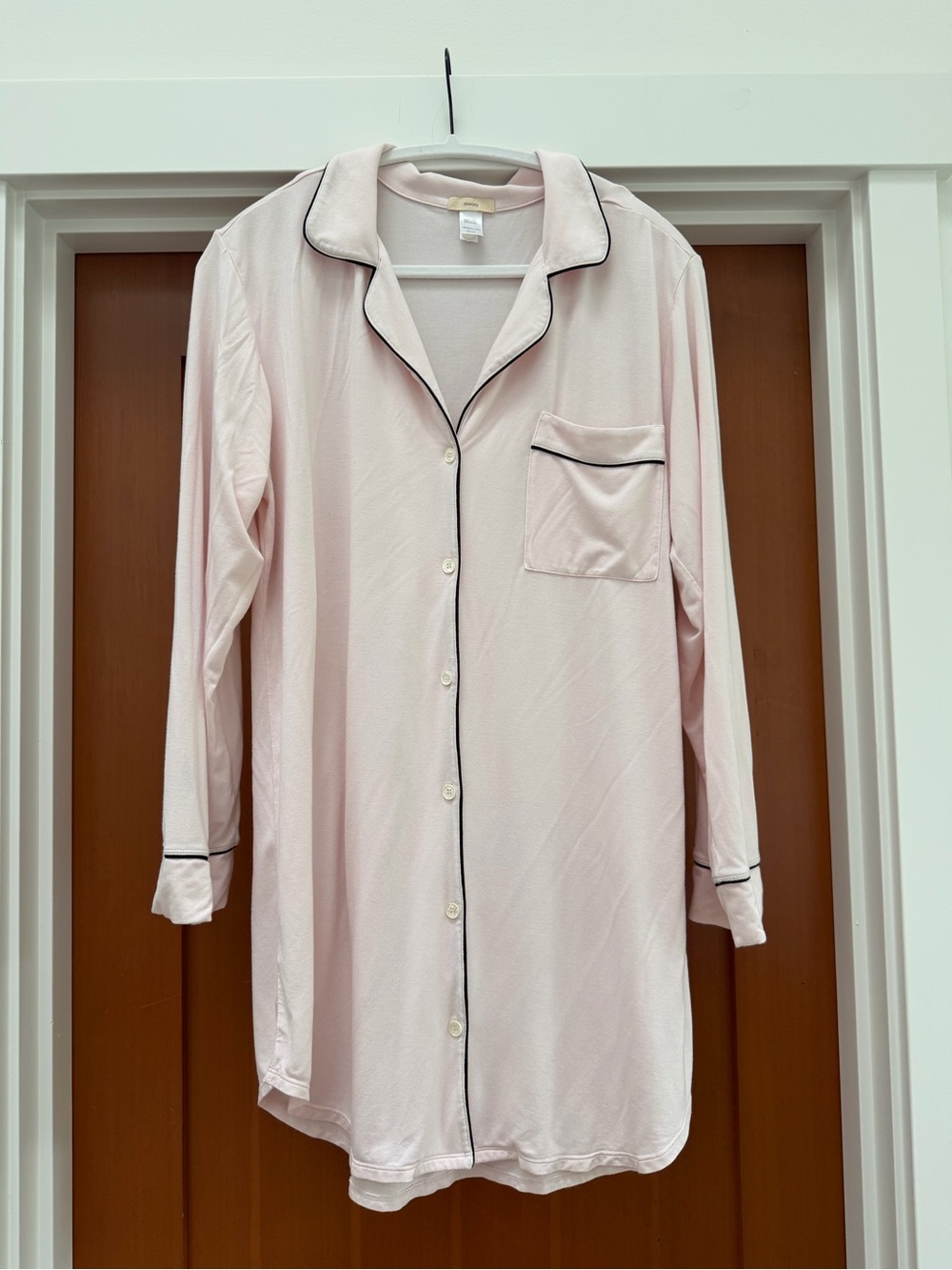 Eberjey Gisele Blush Pink Long-Sleeve Button-Front TENCEL Modal Sleep Shirt - Picture 2 of 4